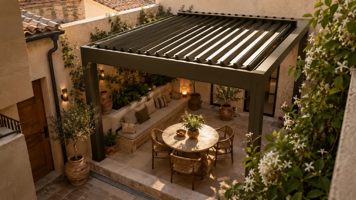 Pérgolas bioclimáticas en patios interiores: lo que debes tener en cuenta